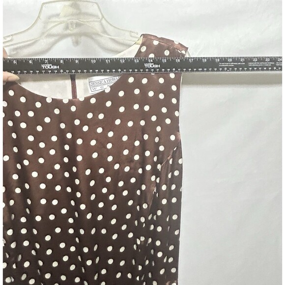 Jessica Howard Womens 24 Brown Polka Dot Maxi Dress with Belt - Picture 2 of 9